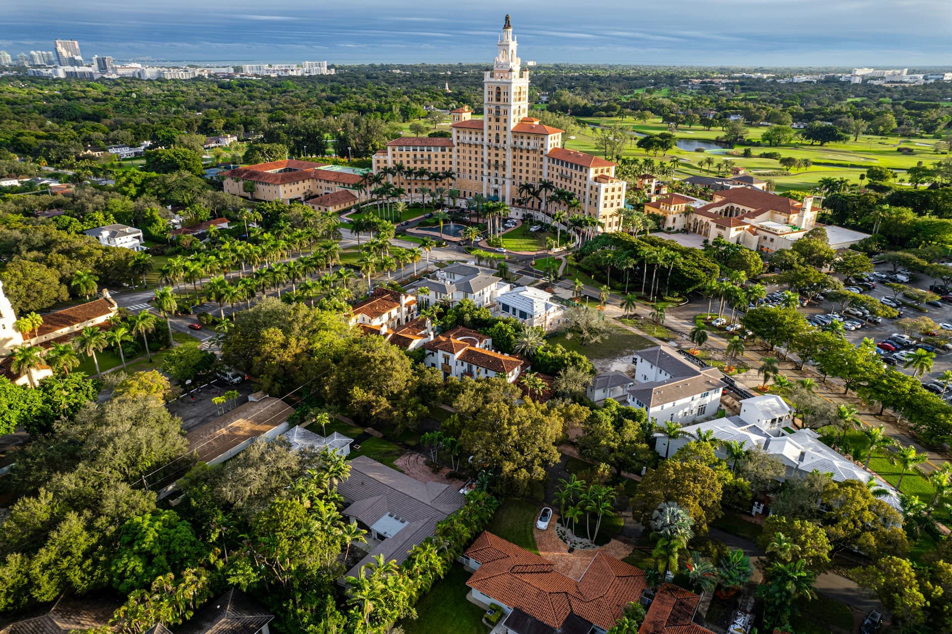 Aerial view toward the Biltmore area — Coral Gables, Miami-Dade County, Florida