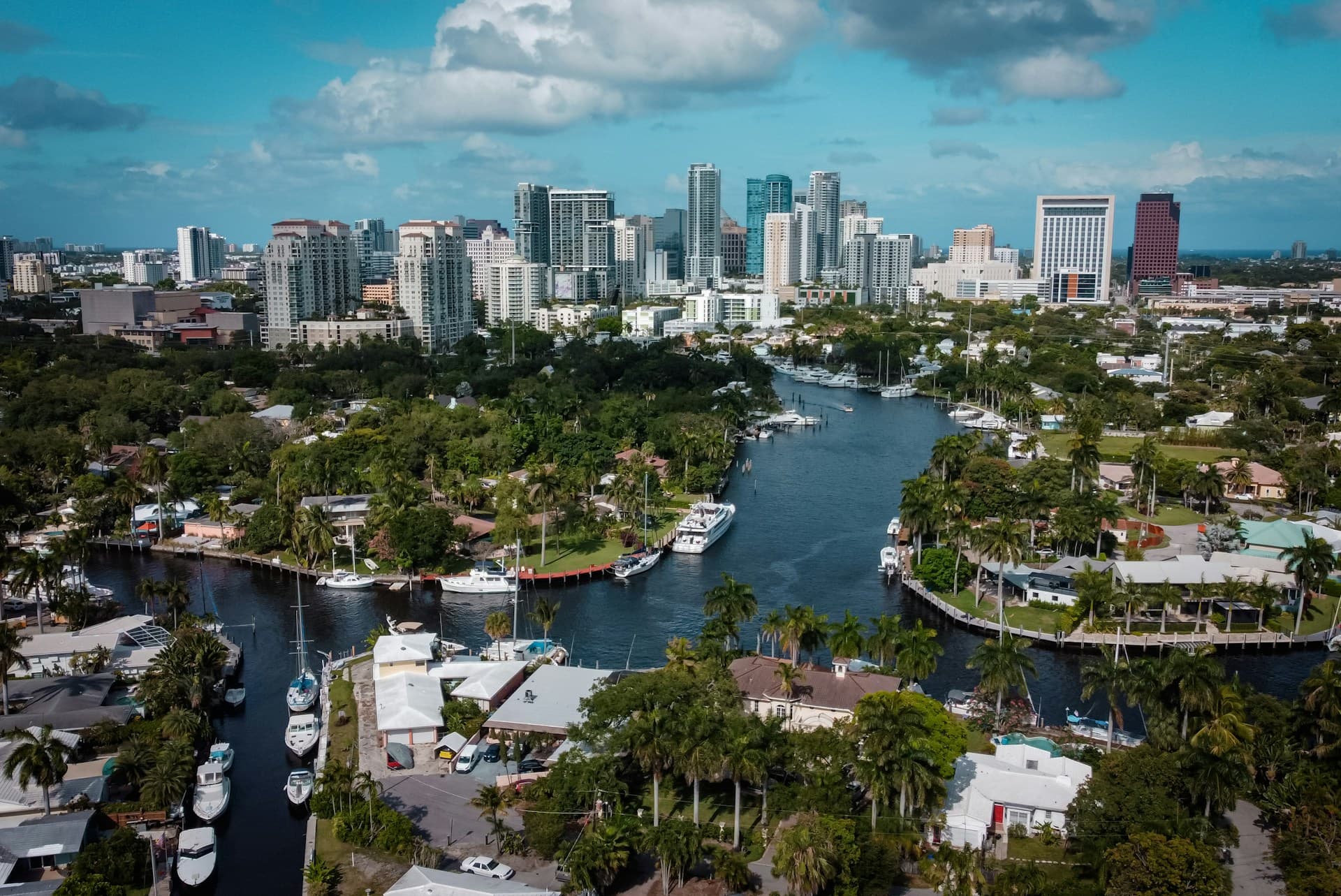 Downtown Fort Lauderdale, Florida — skyline over the New River and canals