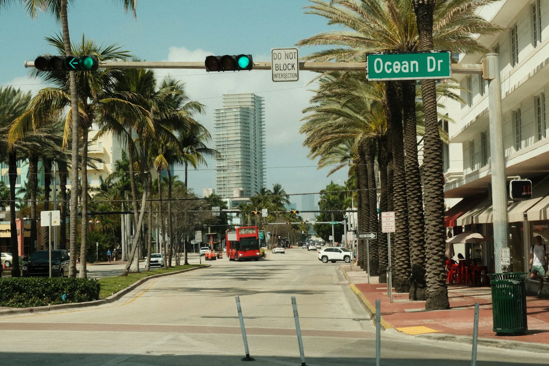 Ocean Drive, Miami Beach, Florida — palm-lined street and Art Deco district