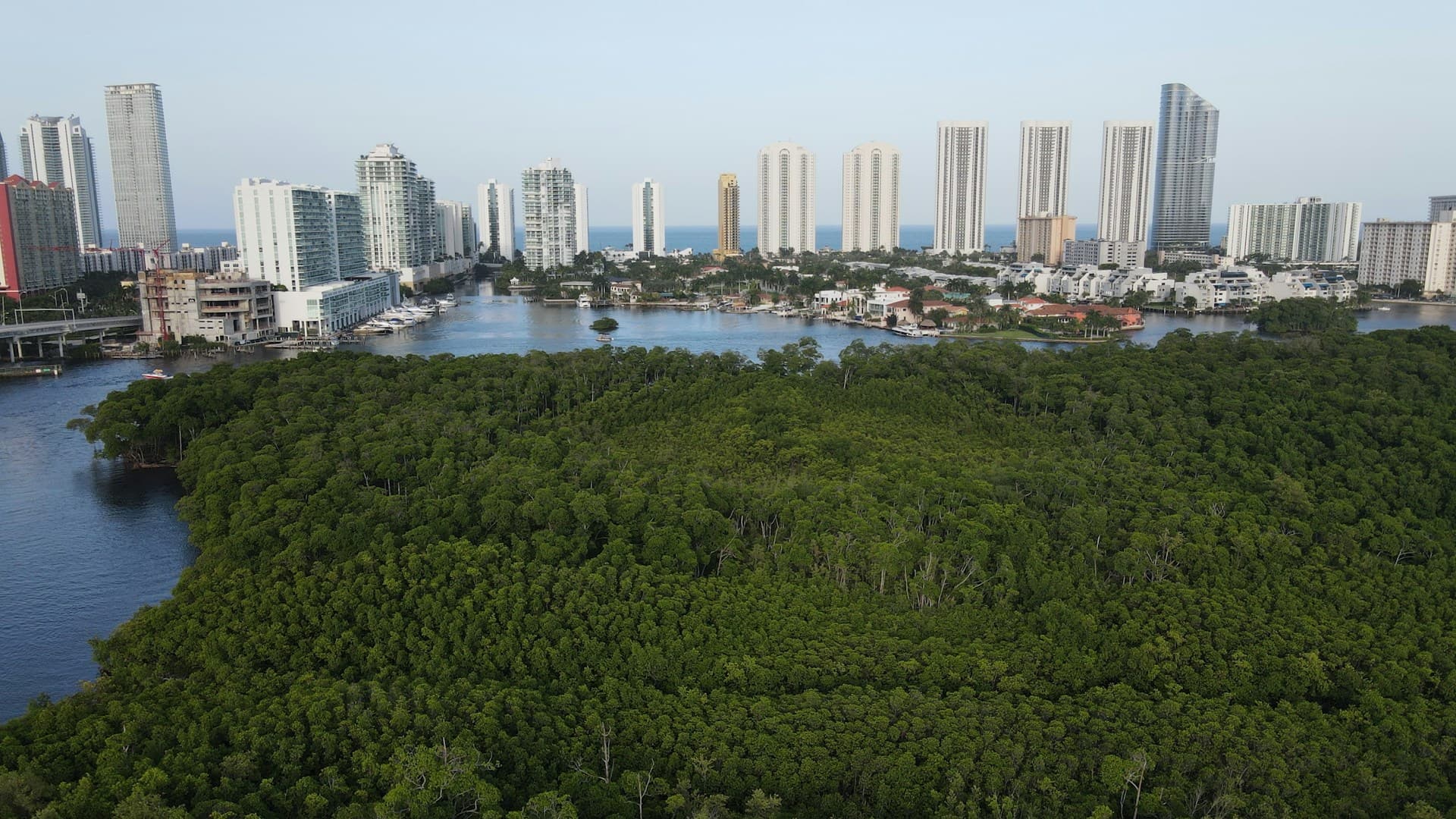 North Miami, Florida — city skyline and residential towers under blue sky