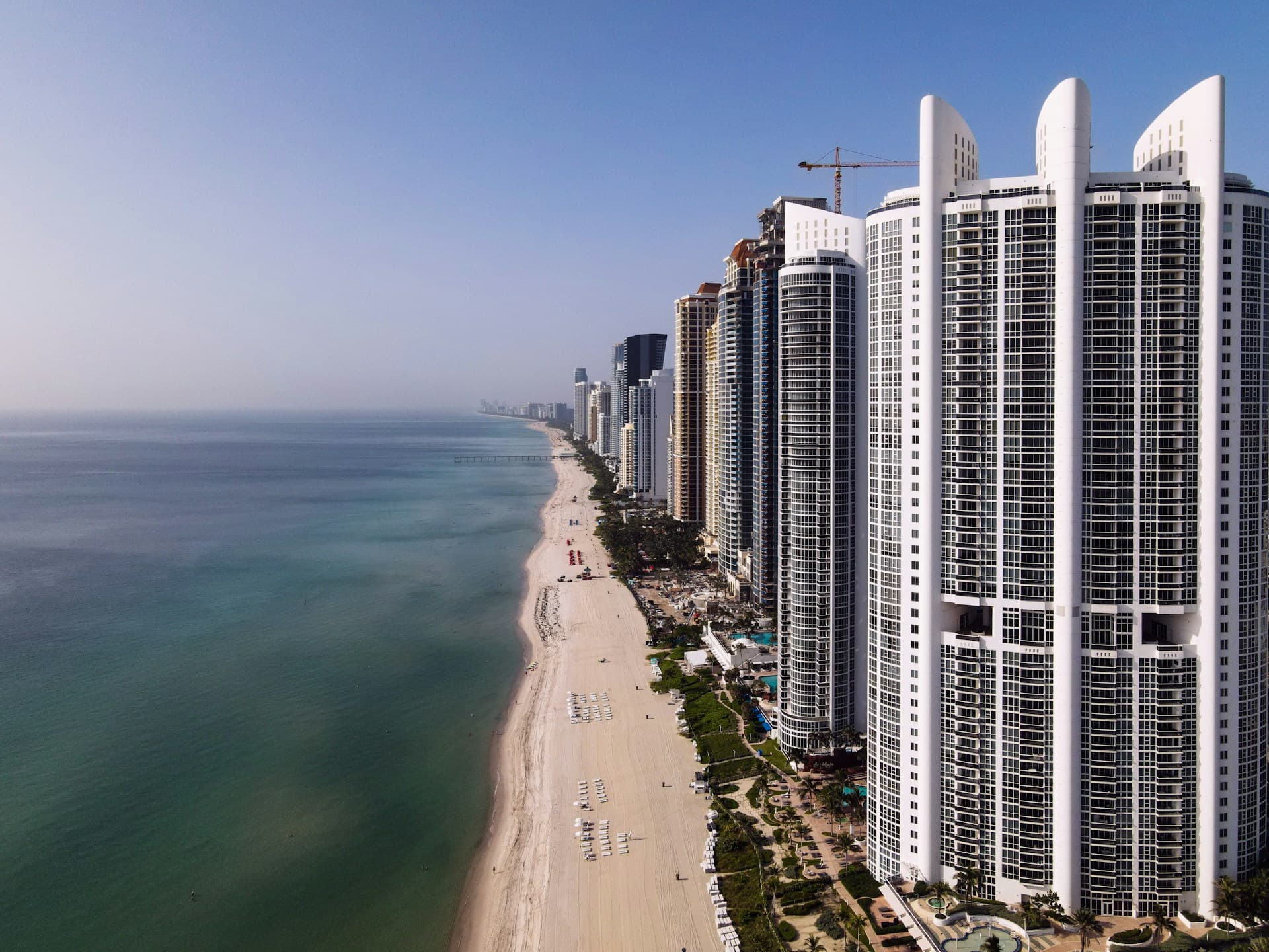 Sunny Isles Beach, Florida — high-rises along the Atlantic shoreline (aerial)